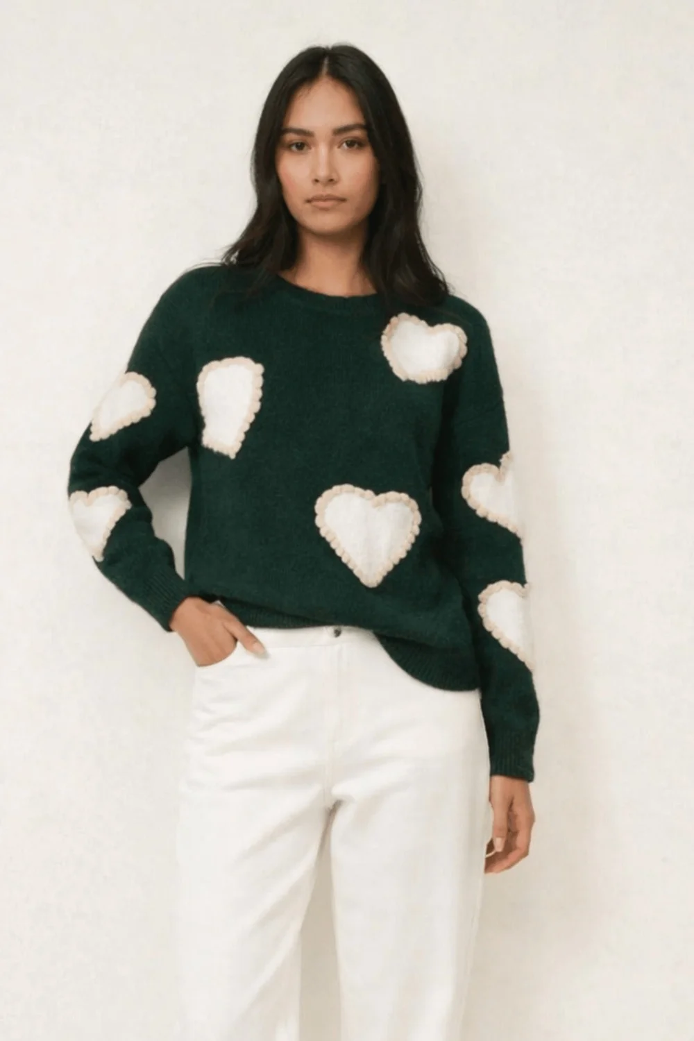 Style Cheat Heart Forest Green Jumper - 10 Image 3