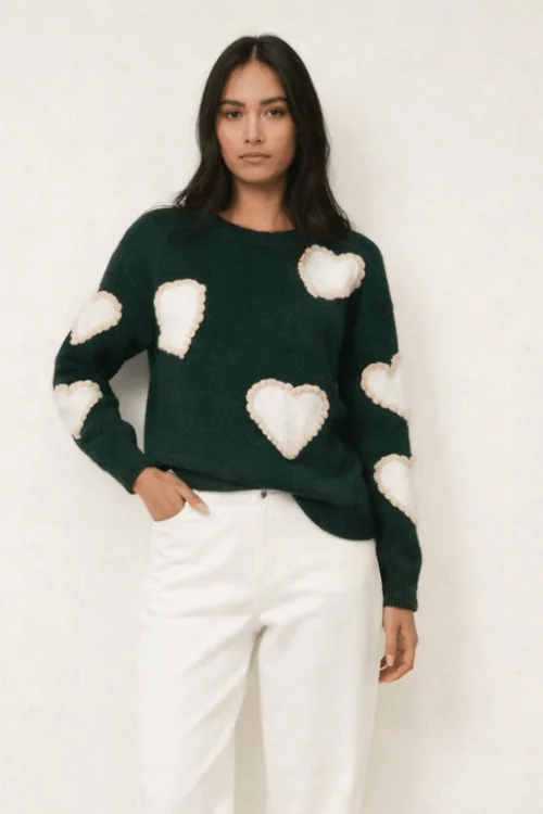 Style Cheat Heart Forest Green Jumper - 10 Image 3