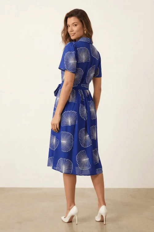 Style Cheat Cobalt Tie-Front Shirt Dress - 14 Image 3