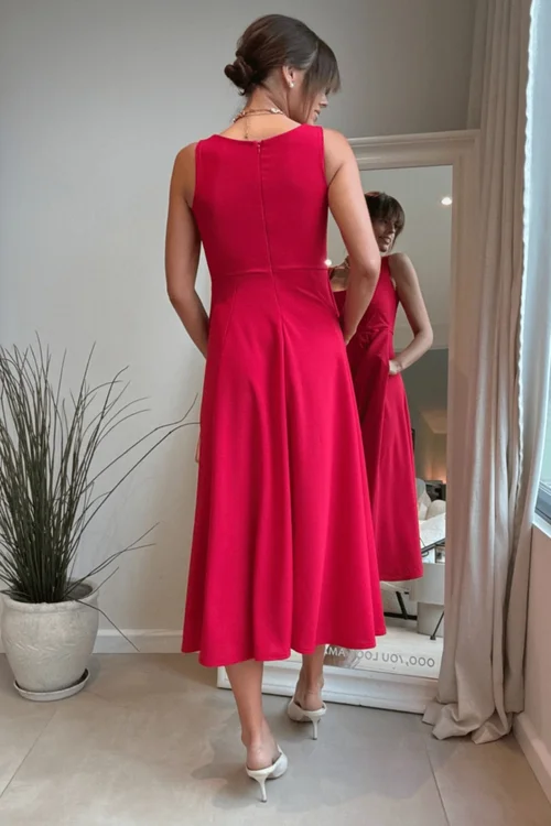 Style Cheat Fit & Flare Red Midi Dress - 10 Image 2