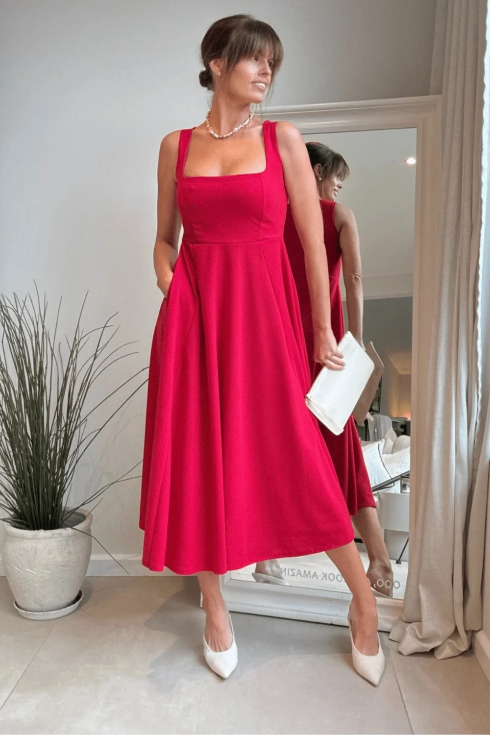 Style Cheat Fit & Flare Red Midi Dress - 10 Image 1
