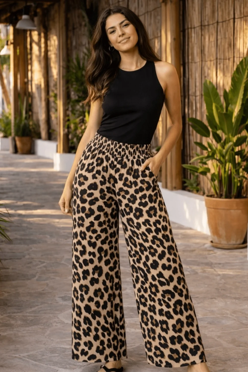 Style Cheat Leopard Print Shirred Trouser - 8 Image 1