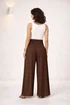 Style Cheat Brown Shirred Wide Leg Trousers - 14 Image 2