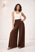 Style Cheat Brown Shirred Wide Leg Trousers - 14 Image 1