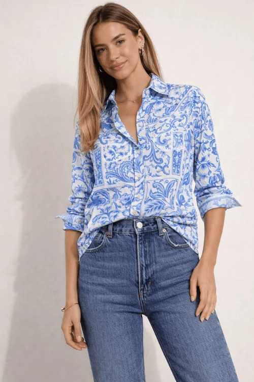 Style Cheat Blue Paisley Shirt - 12 Image 1