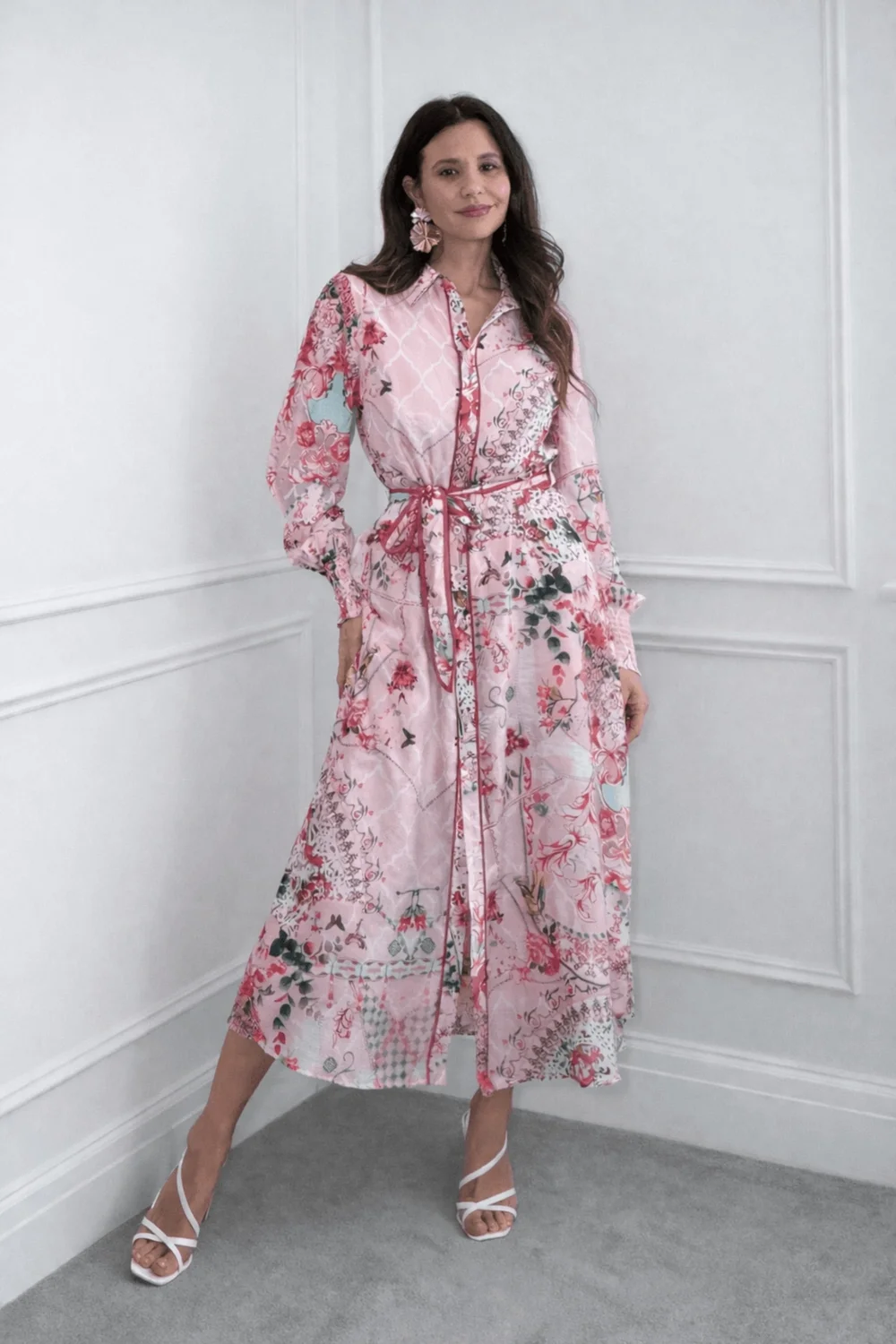 Style Cheat Scarf Print Shirt Dress Pink - 14 Image 1