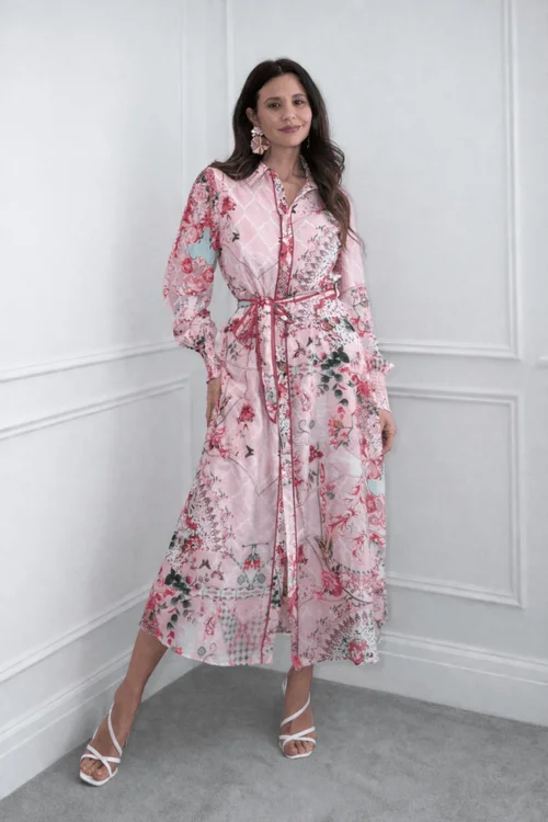 Style Cheat Scarf Print Shirt Dress Pink - 14 Image 1