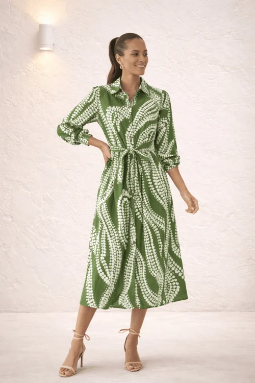 Style Cheat Green Leaf Shirt Dress - 8 Image 1