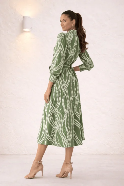 Style Cheat Green Leaf Shirt Dress - 8 Image 2