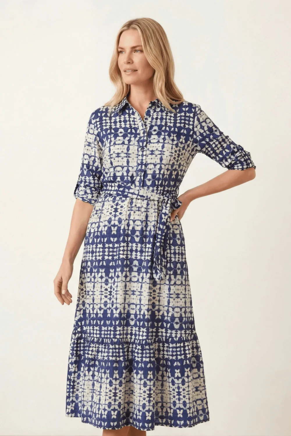 Style Cheat Blue Belted Shirt Dress - 8 Image 2