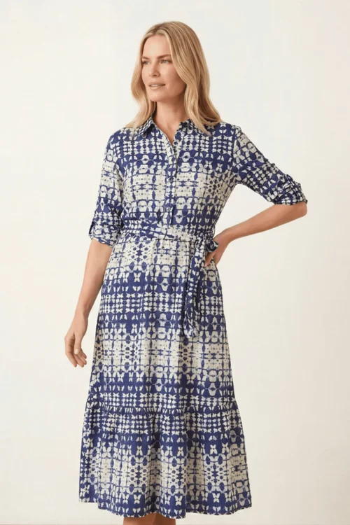 Style Cheat Blue Belted Shirt Dress - 8 Image 2