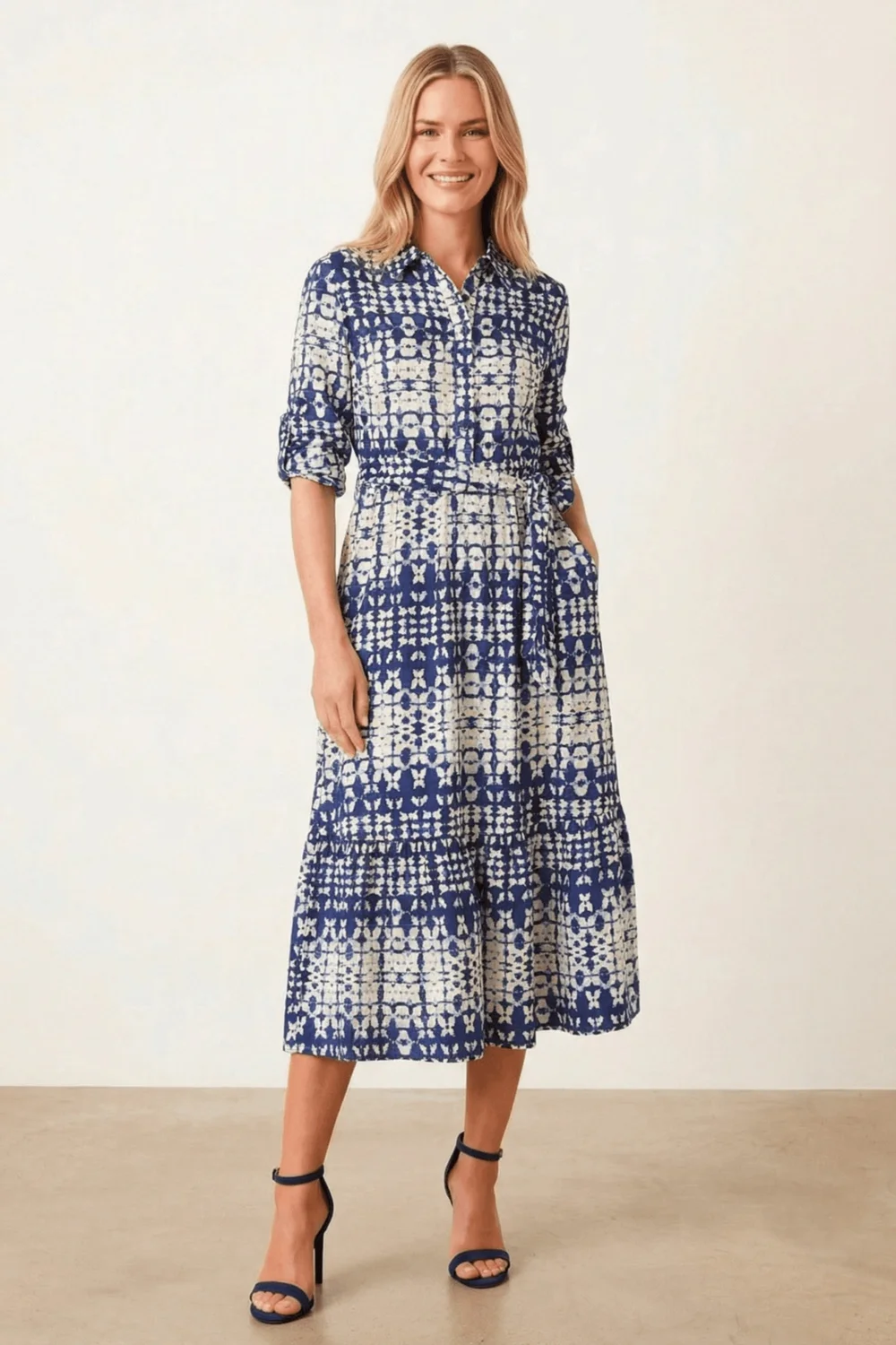 Style Cheat Blue Belted Shirt Dress - 8 Image 1
