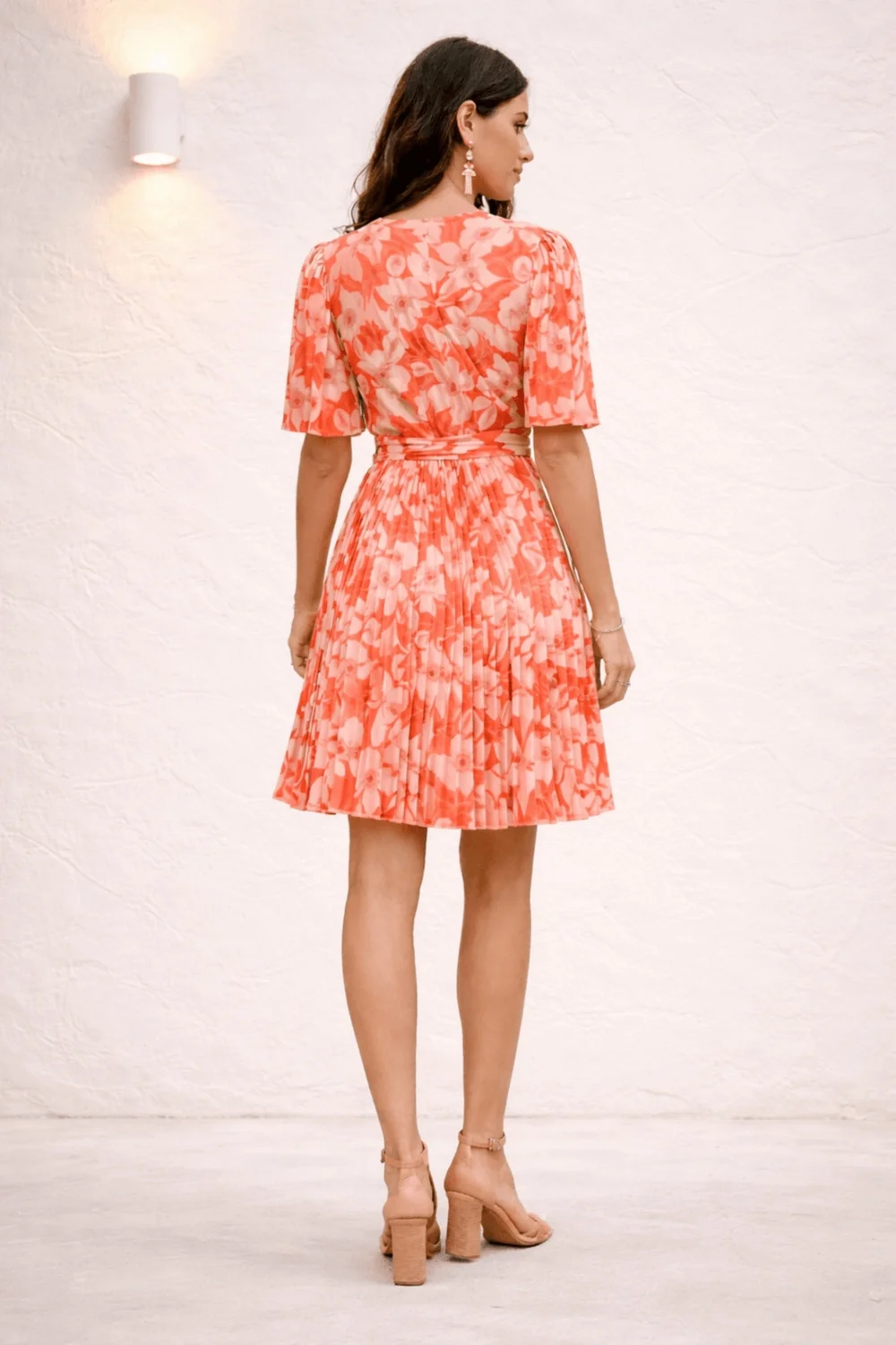 Style Cheat Pleat Sleeve Orange Mini Dress - 10 Image 2