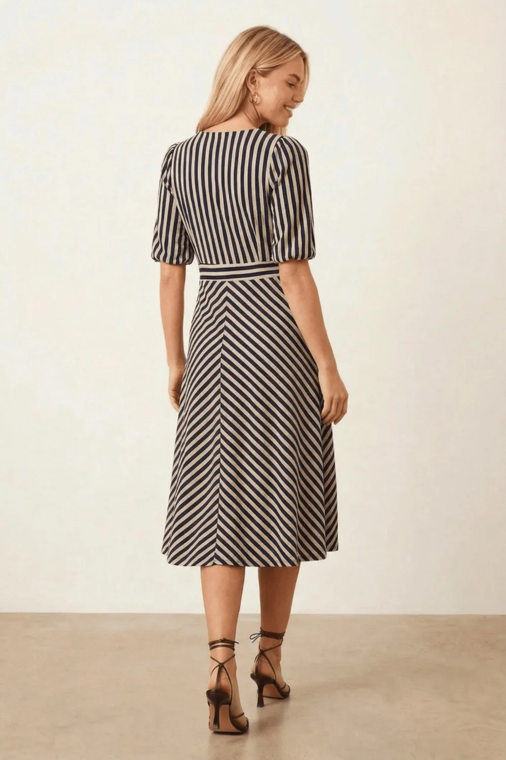 Style Cheat Navy Stripe Midi Dress - 10 Image 4