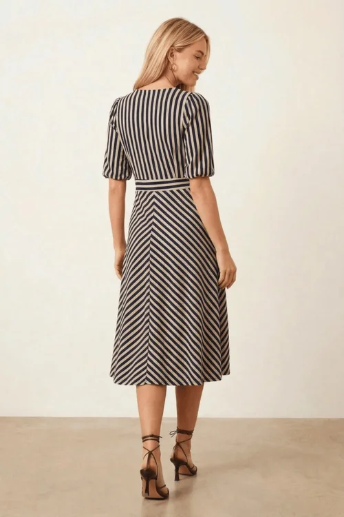 Style Cheat Navy Stripe Midi Dress - 10 Image 4