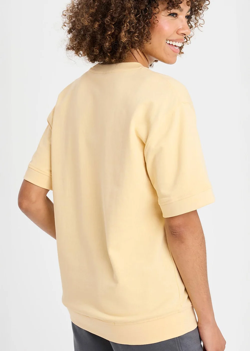 Cotton Traders Pale Yellow Cotton Short Sleeve Sweatshirt - S Image 3
