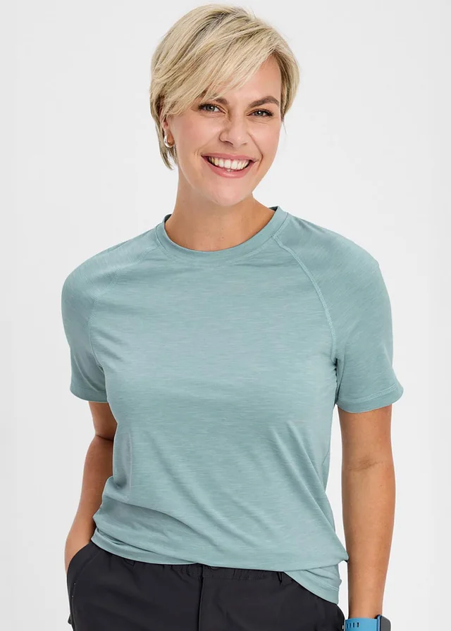 Cotton Traders Iced Aqua Breathable Crew Neck T-Shirt
