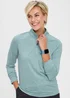 Cotton Traders Iced Aqua Breathable Half Zip T-Shirt - M Image 2