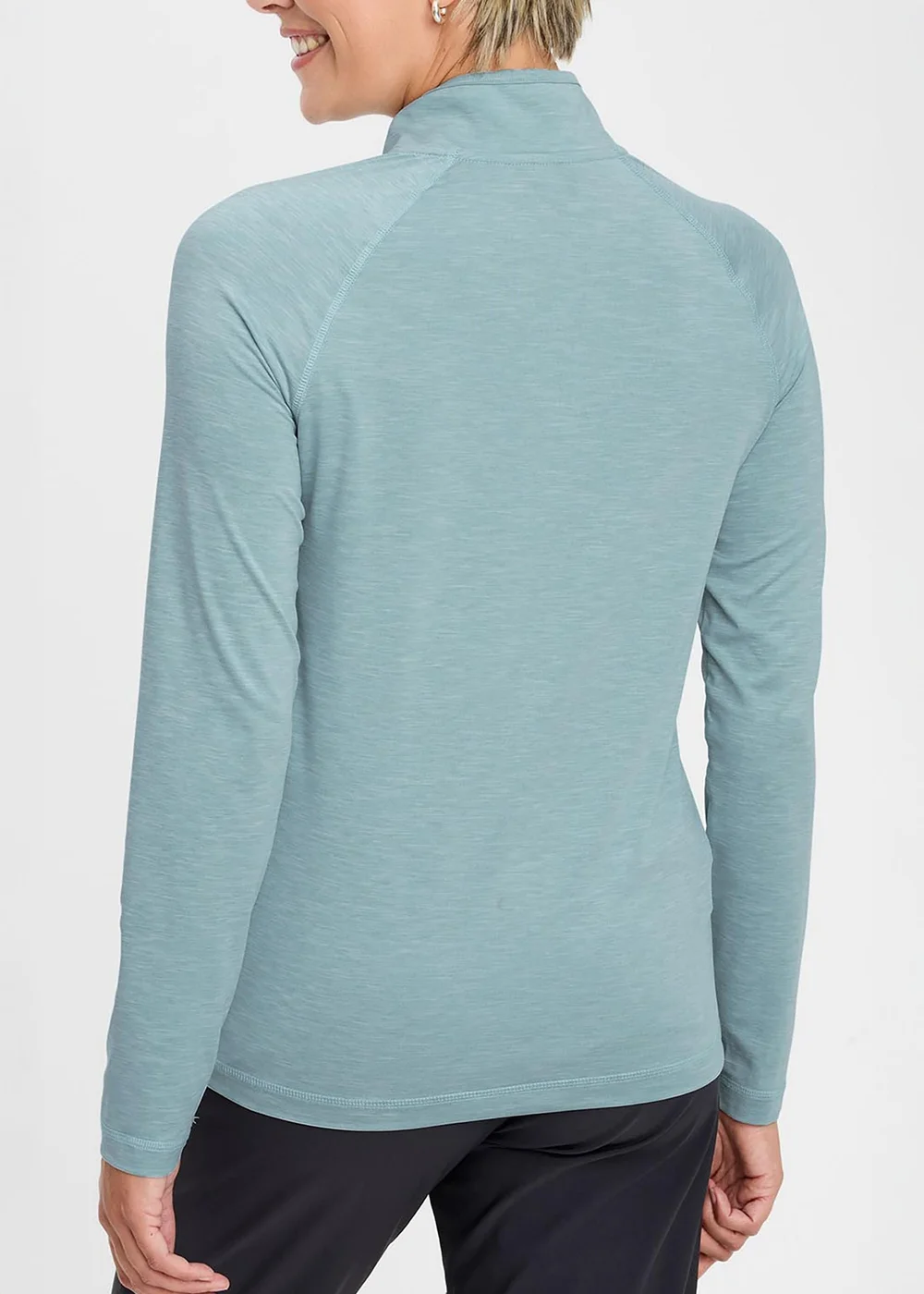 Cotton Traders Iced Aqua Breathable Half Zip T-Shirt - M Image 4