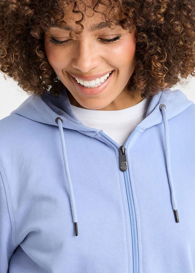 Cotton Traders Blue Sky Cotton Hooded Zip Through Sweat Top