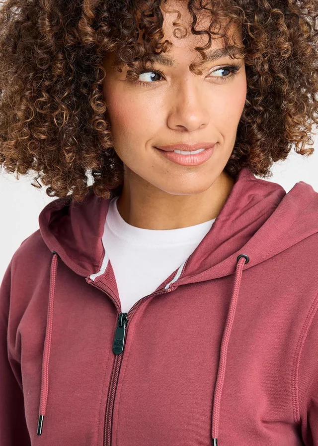 Cotton Traders Antique Pink Cotton Hooded Zip Through Sweat Top
