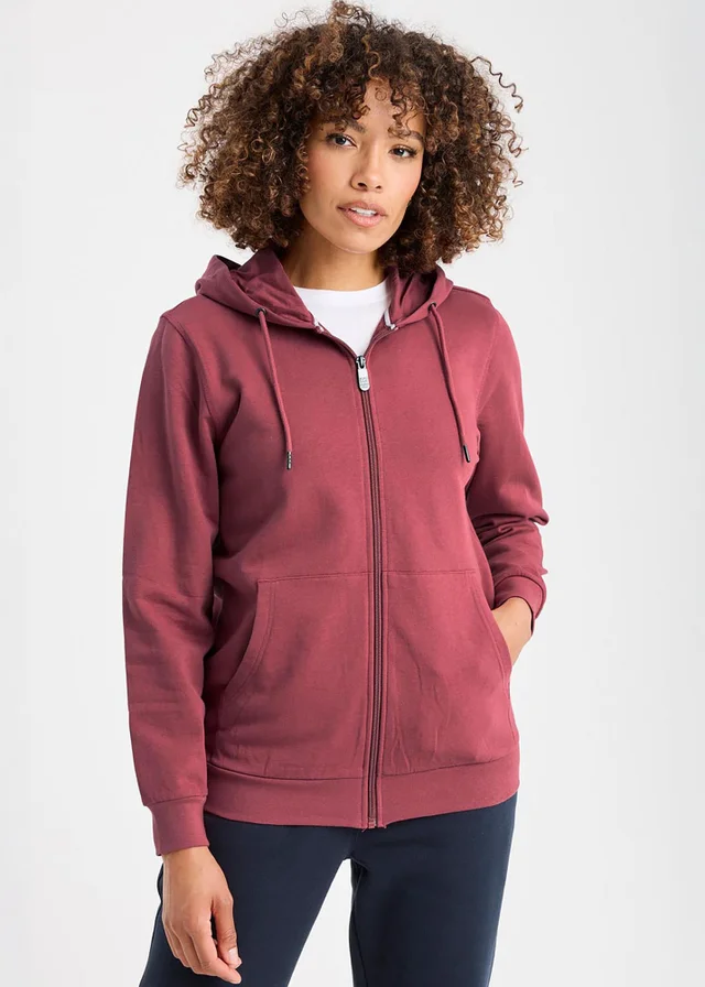 Cotton Traders Antique Pink Cotton Hooded Zip Through Sweat Top