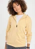 Cotton Traders Pale Yellow Cotton Hooded Zip Through Sweat Top - M Image 1