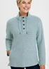 Cotton Traders Iced Aqua Coastal Button Neck Top - M Image 1