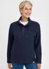 Cotton Traders Dark Sky Coastal Button Neck Top - L Image 1