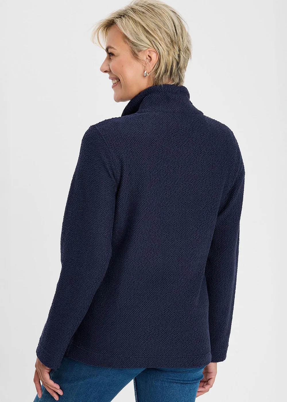 Cotton Traders Dark Sky Coastal Button Neck Top - L Image 4