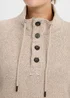 Cotton Traders Light Pebble Coastal Button Neck Top - M Image 3