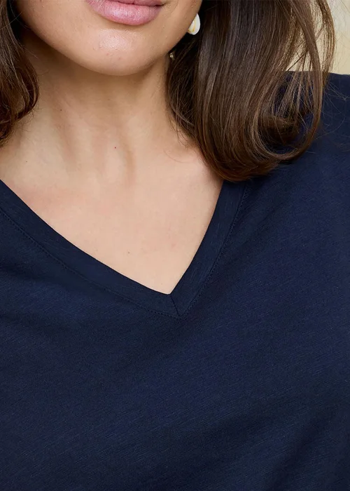 Cotton Traders Navy Essential Short Sleeve V-Neck T-Shirt - 24 Image 3