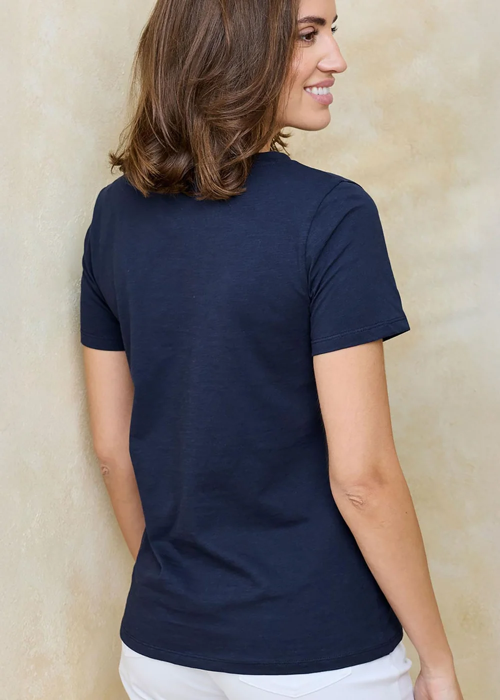 Cotton Traders Navy Essential Short Sleeve V-Neck T-Shirt - 24 Image 4