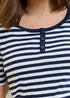 Cotton Traders Navy Wrinkle Free Stripe Button Neck Top - 18 Image 3