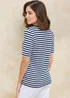 Cotton Traders Navy Wrinkle Free Stripe Button Neck Top - 18 Image 4