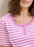 Cotton Traders Light Orchid Wrinkle Free Stripe Button Neck Top - 18 Image 3