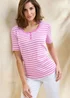 Cotton Traders Light Orchid Wrinkle Free Stripe Button Neck Top - 18 Image 2