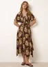 Blue Vanilla Brown Shirred Waist Hanky Hem Dress - M/L Image 3