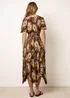 Blue Vanilla Brown Shirred Waist Hanky Hem Dress - M/L Image 4