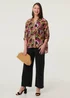 Izabel London Pink Floral Button 3/4 Sleeve Relaxed Blouse - 16 Image 4