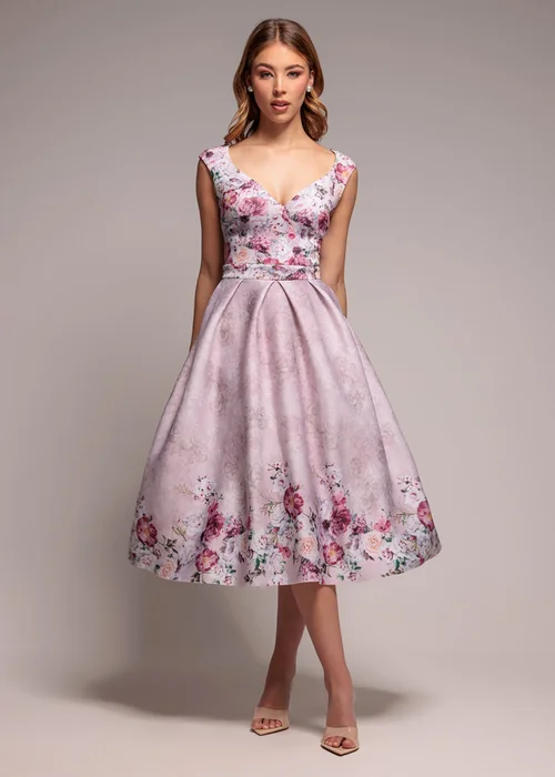 Goddiva Blush Sweetheart Floral Midi Dress - 12 Image 1