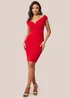 Goddiva Red Bardot Pleated Midi Dress - 10 Image 1