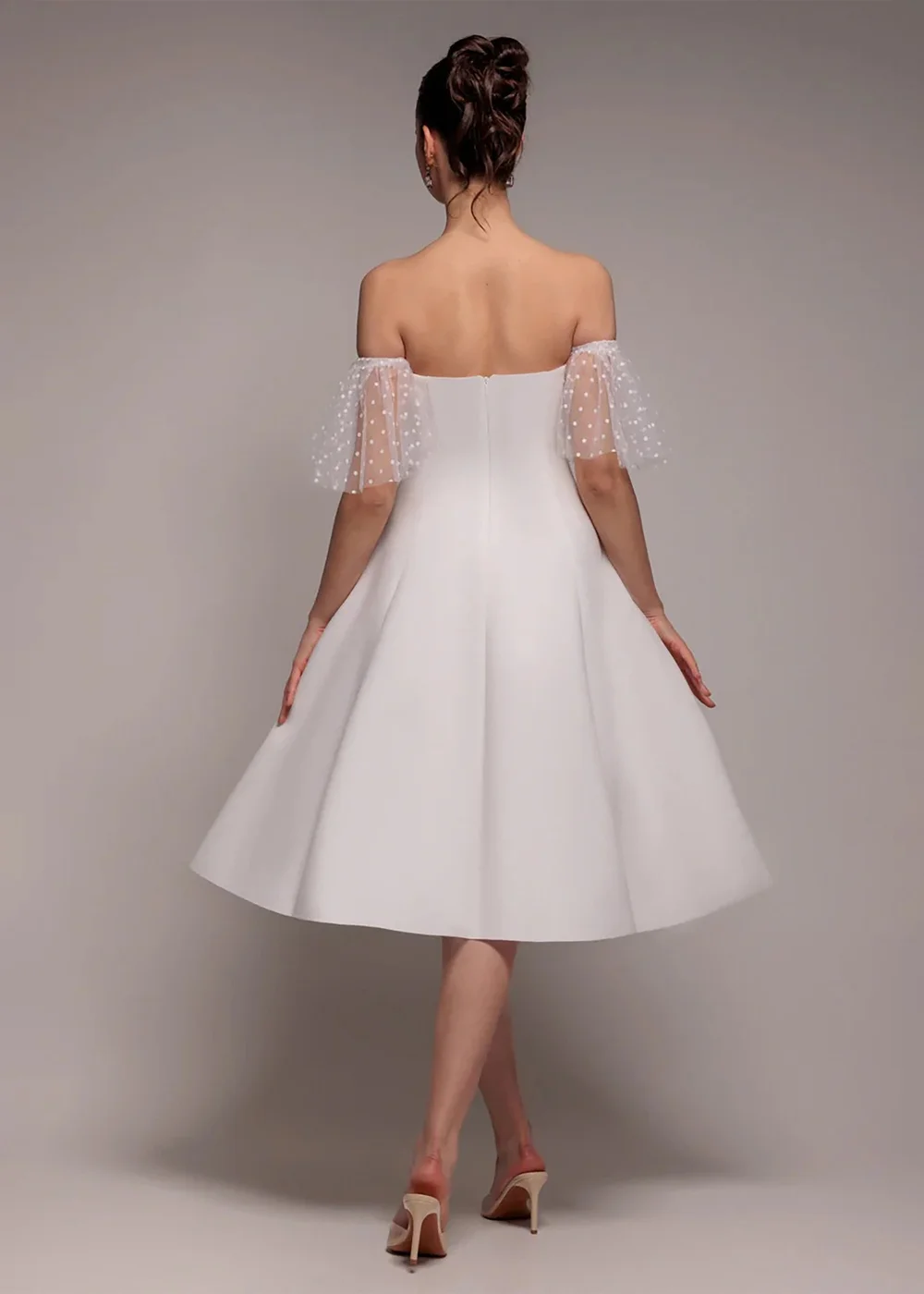 Goddiva White Scuba & Polka Mesh Off The Shoulder Midi Dress - 12 Image 2