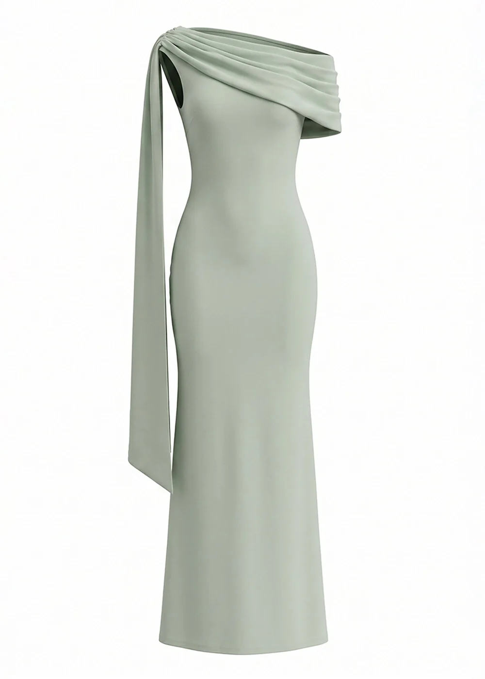 Goddiva Sage Green Sash One Shoulder Bardot Maxi Dress - 18 Image 5