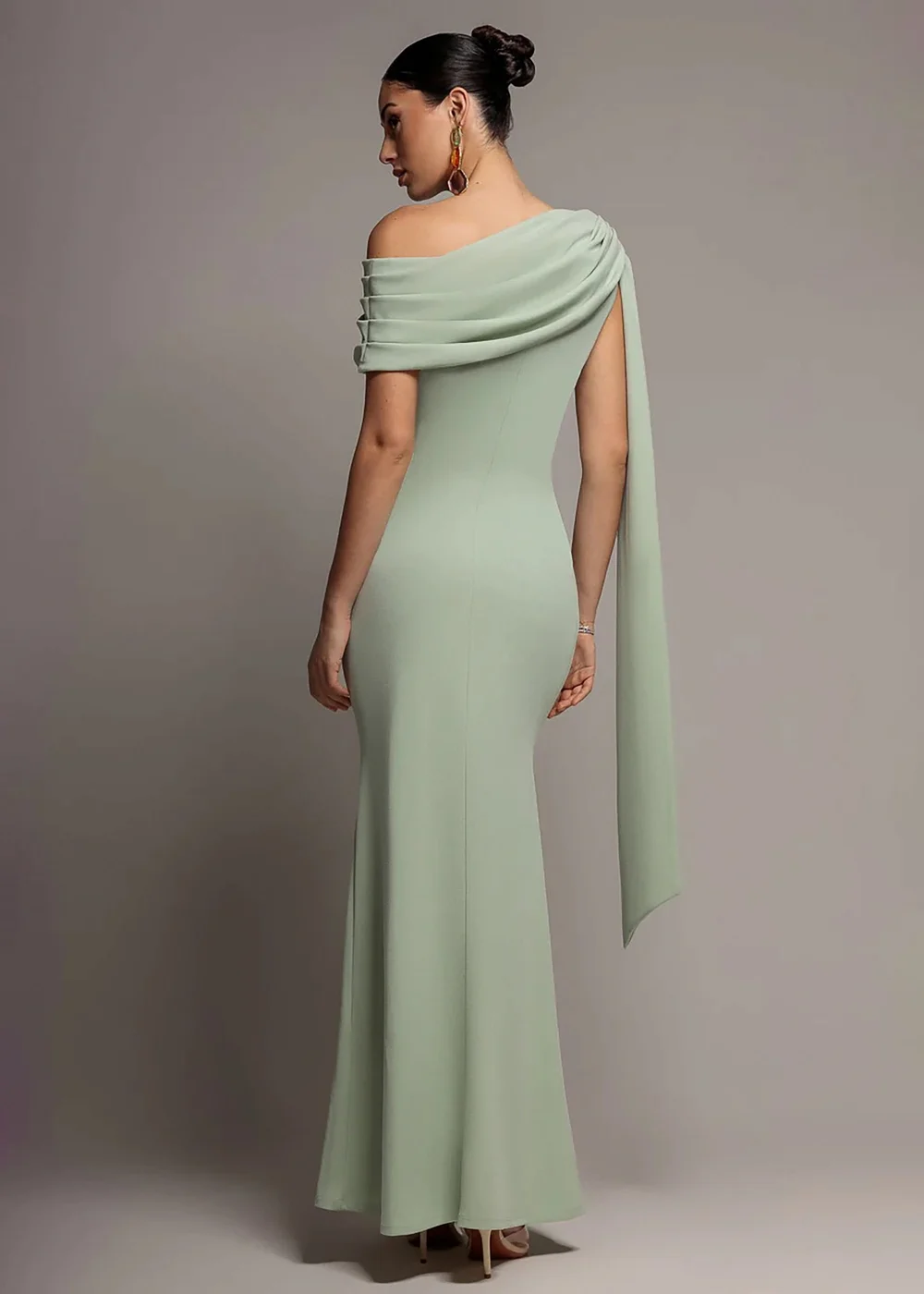 Goddiva Sage Green Sash One Shoulder Bardot Maxi Dress - 18 Image 2
