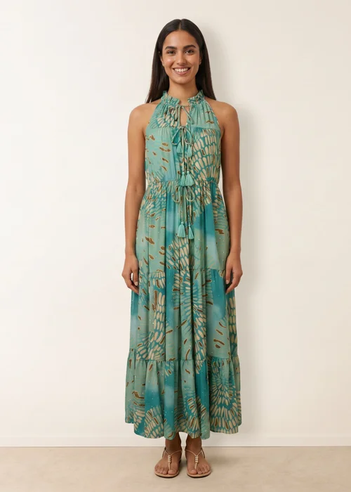 Blue Vanilla Aqua Diamante Tiered Tie Front Dress - M/L Image 2