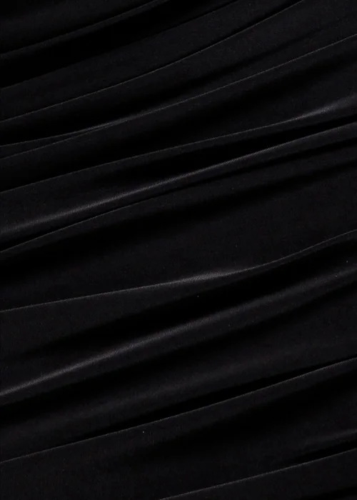Goddiva Black Gathered One Shoulder Sheer Panel Maxi Dress - 6 Image 4