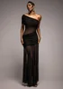 Goddiva Black Gathered One Shoulder Sheer Panel Maxi Dress - 6 Image 1