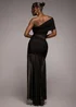 Goddiva Black Gathered One Shoulder Sheer Panel Maxi Dress - 6 Image 2