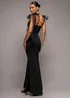 Goddiva Black Scuba & Polka Mesh Bella Bow Multiway Maxi Dress - 14 Image 2